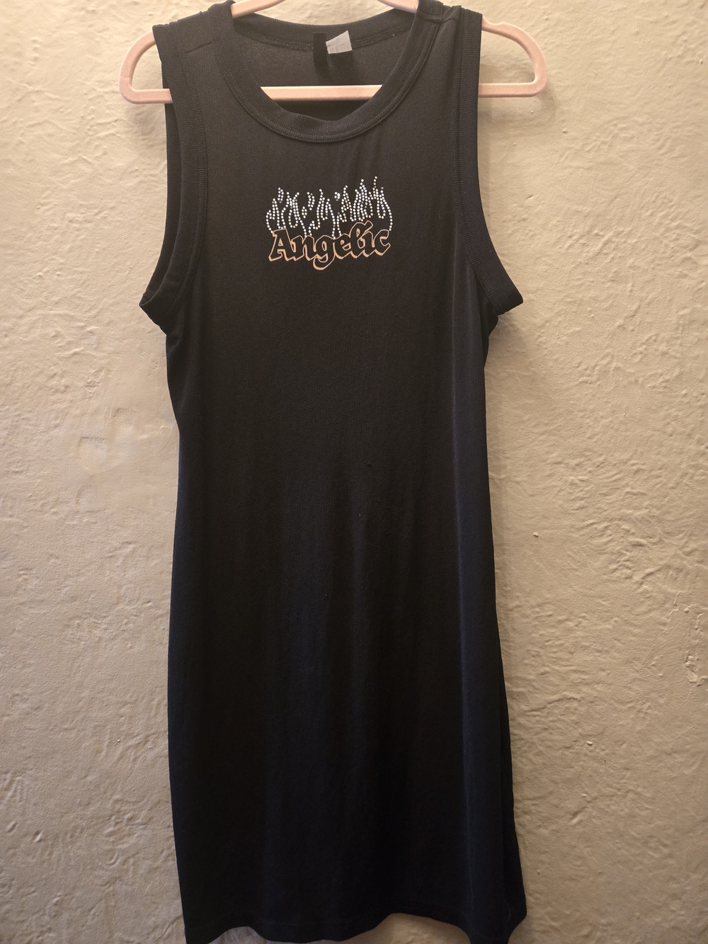 Y2K Angelic Rhinestone Tank Dress H&M Divided Grunge Goth Bratz Mallgoth Mini - Picture 6 of 8